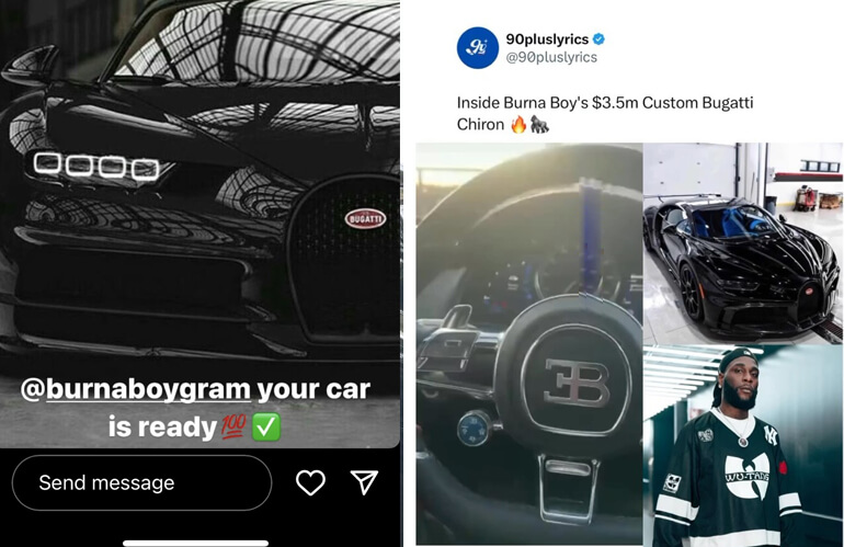 Leaked Video Shows Off Burna Boy’s N3.5 billion Customized Bugatti Chiron Interior, Fans Left Speechless